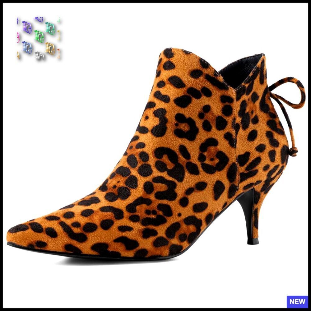 Pointed Toe Kitten Heel Ankle Booties Faux Suede Side Zipper Elegant Chic